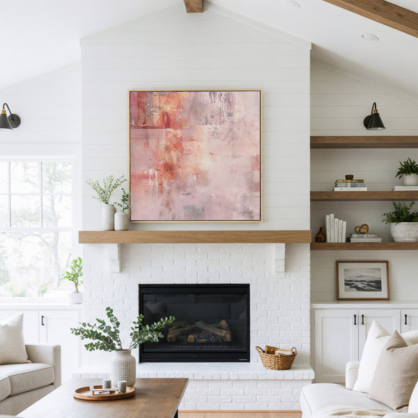 Abstrakte Wandkunst in Blush Pink