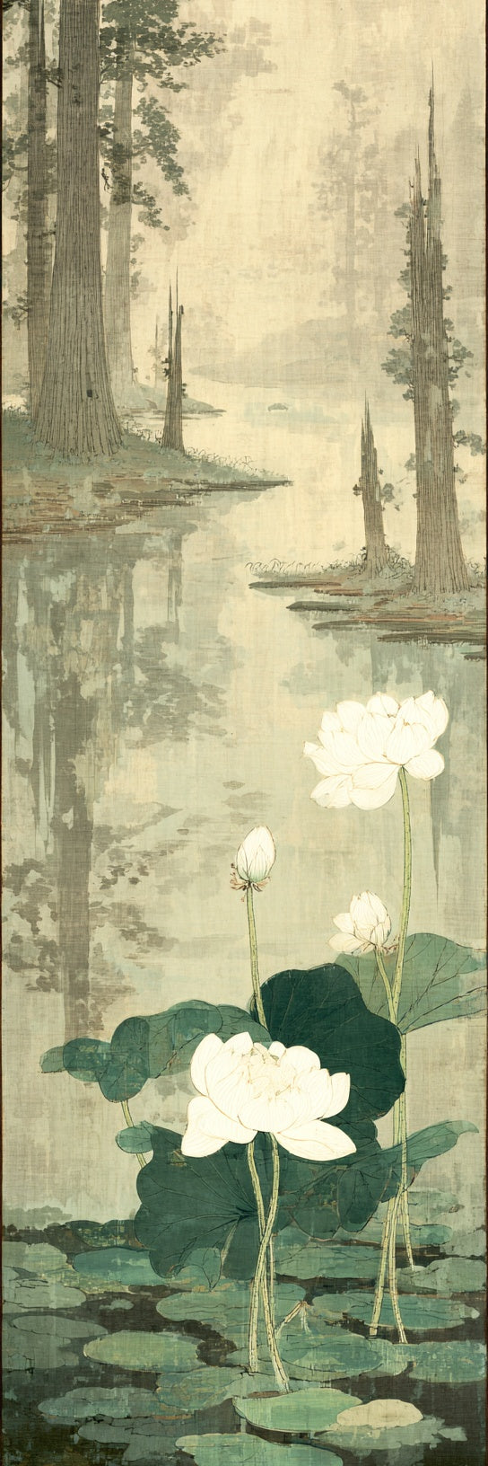 White Lotus Misty Forest Canvas Print