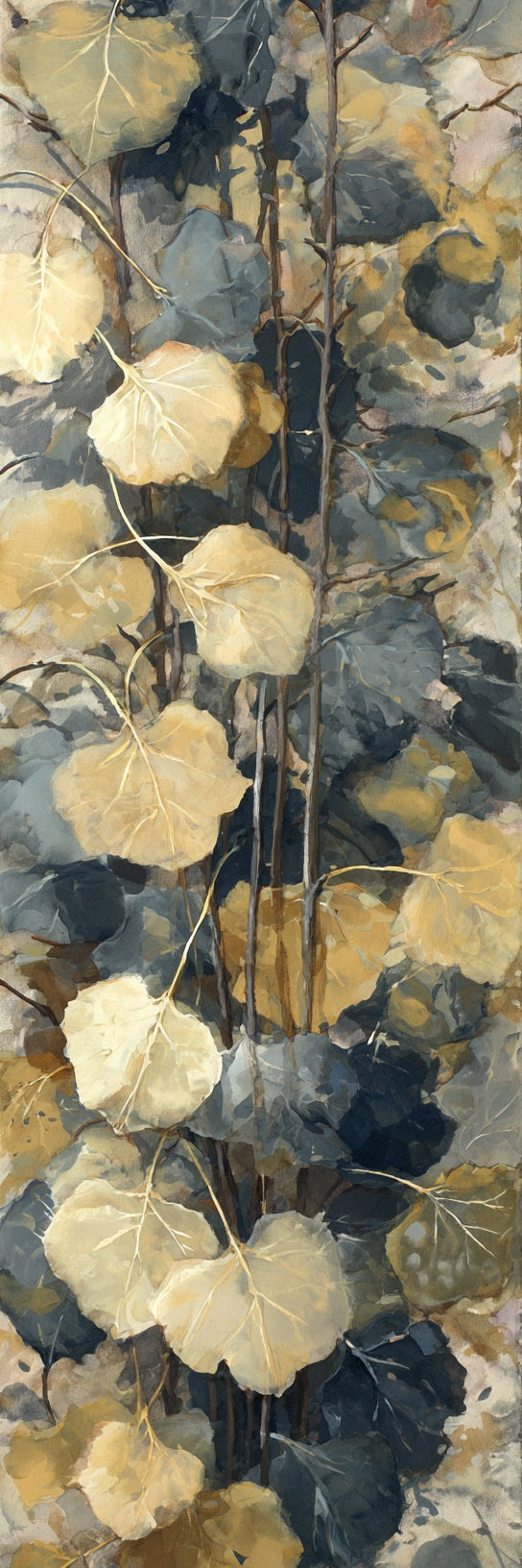 Golden Aspen Leaves Botanical Canvas Print