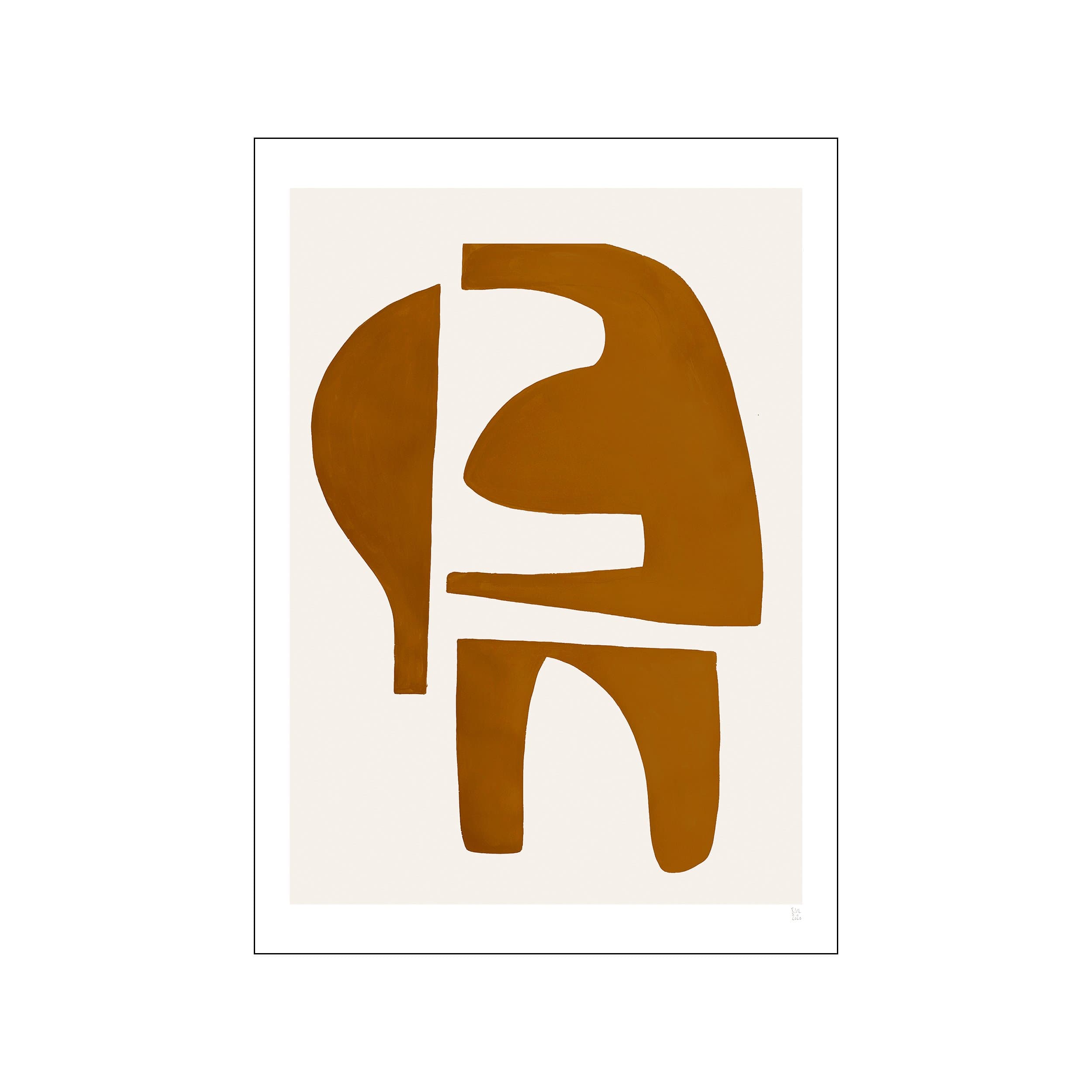 Abstract brown geometric forms on a light background with a clean modern composition