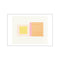 An abstract artwork featuring blocks of pale yellow and blush pink juxtaposed with vertical stripes of vibrant orange, evoking a sense of modern composition and warm, playful energy.