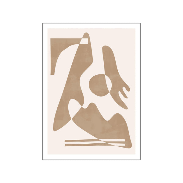 An abstract artwork featuring flowing organic shapes and clean geometric lines in soft taupe and creamy off-white. The composition evokes a sense of calm, balance, and earthy elegance.