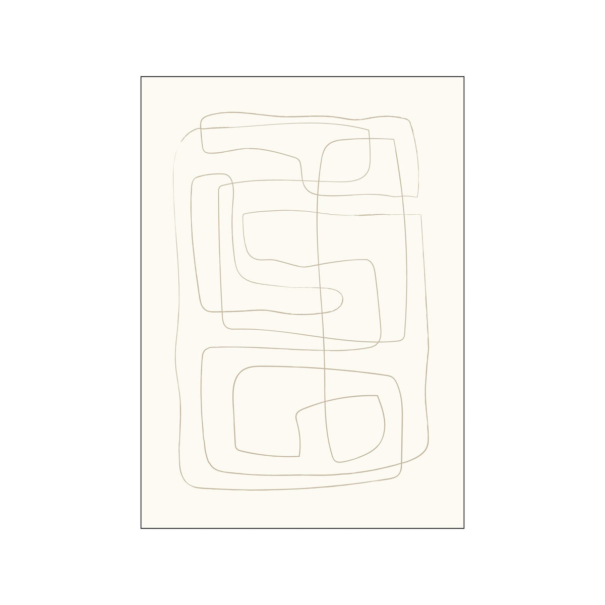 Minimal abstract line drawing in beige on warm white paper, centered in portrait format