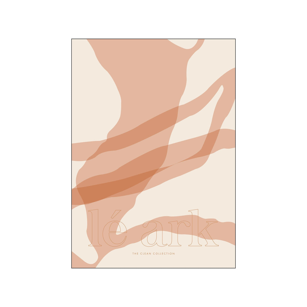 Abstract poster with flowing ochre and blush shapes and subtle Lé Ark typography