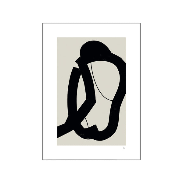 Abstract artwork featuring bold black brushstrokes forming curved and angular shapes against a muted, neutral background, evoking a sense of contemplative solitude.