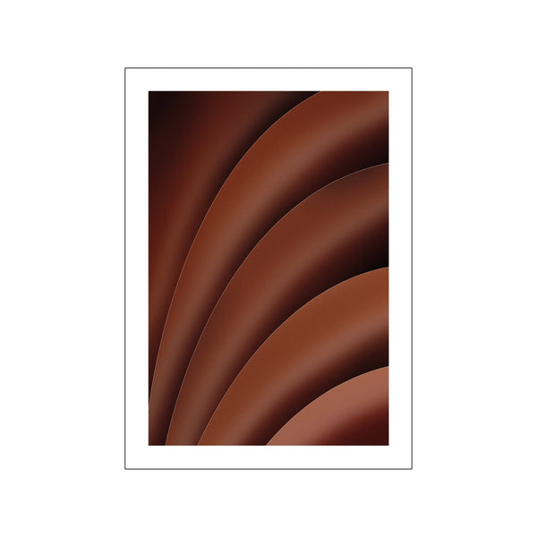 Abstract artwork featuring curved, layered planes in rich brown and deep shadow tones, creating a sense of depth and gentle movement, evoking warmth and sophistication.