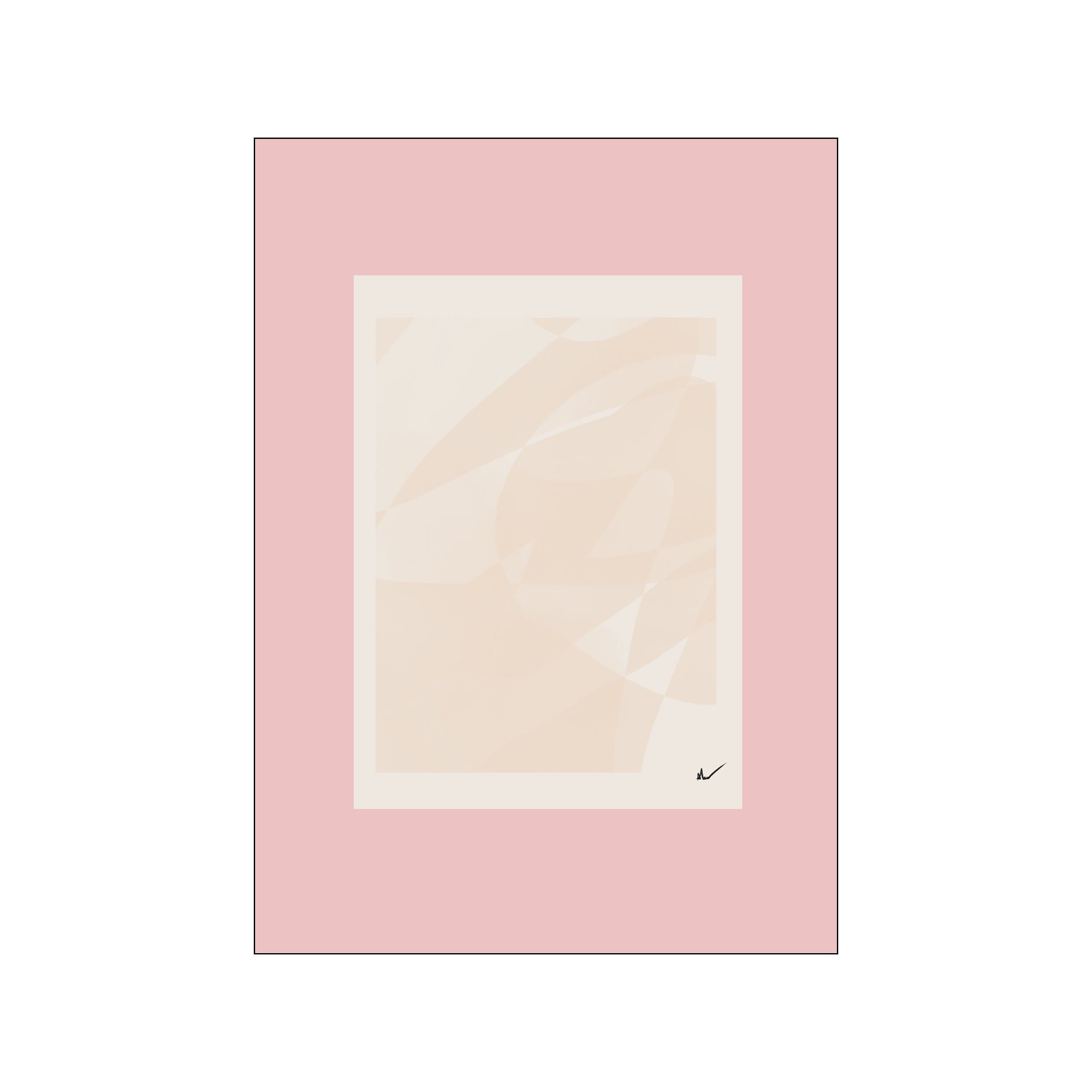 Soft abstract print with blush pink border, cream center, and pale peach layered forms