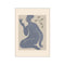 A stylized, blue silhouette of a seated female form against a pale background, with delicate green foliage. The artwork has a soft, painterly texture, suggesting a modern, feminist, and artistic vibe.