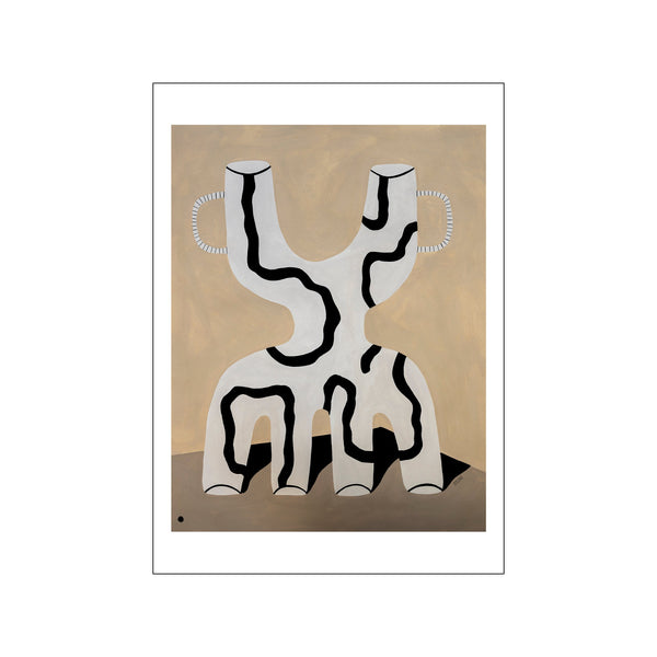 An abstract artwork titled Veins 02 by Studio Paradissi, featuring a biomorphic, sculptural form in white and black lines against a soft, muted tan background, with hints of shadow play.