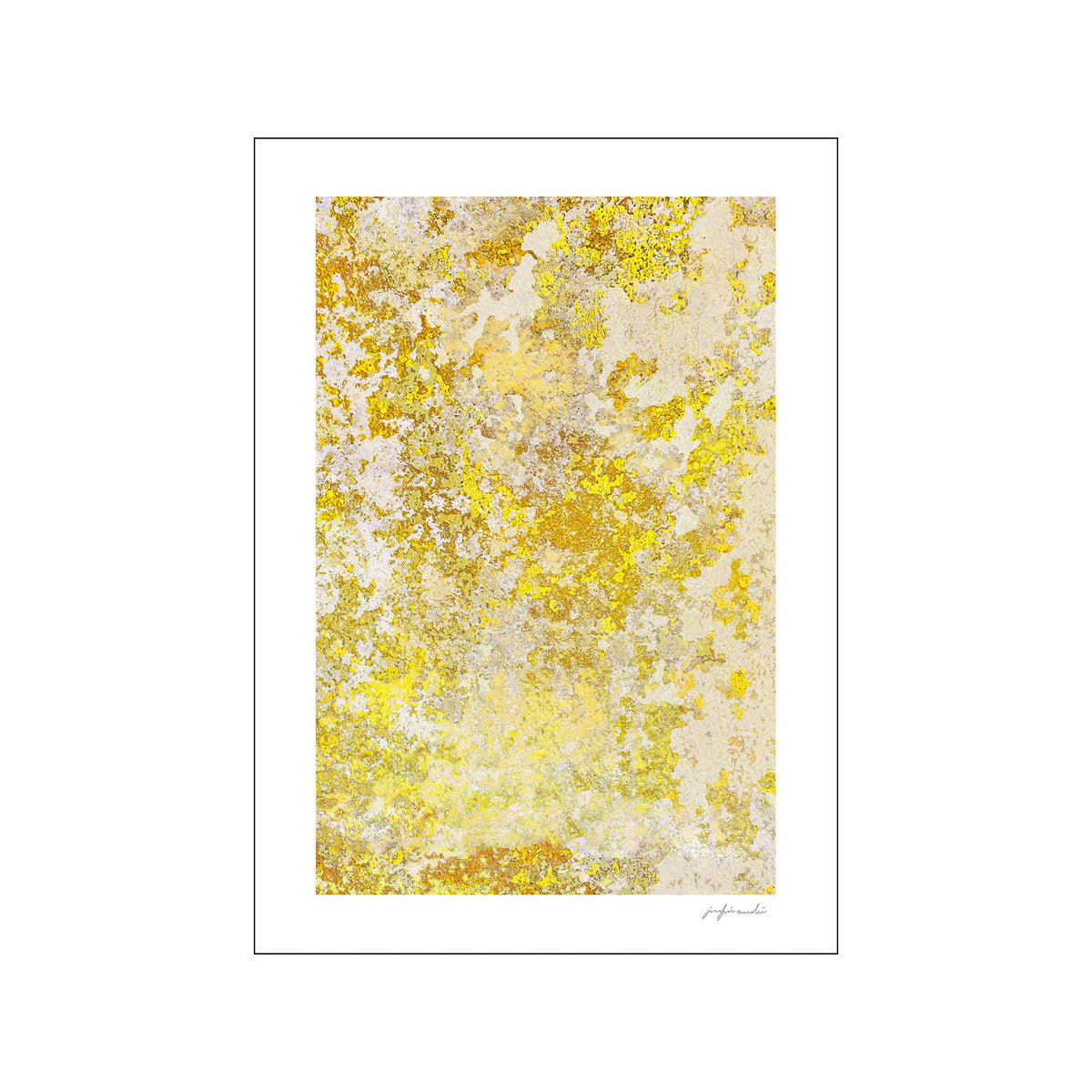 Yellow and cream stone surface with layered mineral texture and abstract pattern