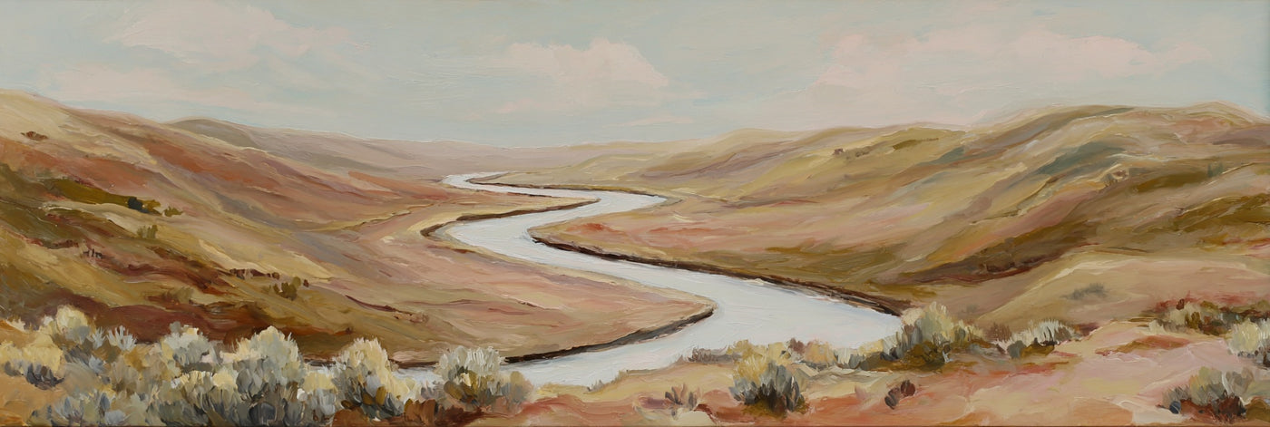 Landschaftsbild mit gewundenem Fluss, Leinwanddruck