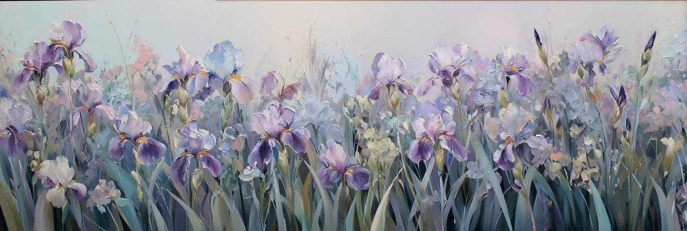 Purple Iris Field Landscape Canvas Print