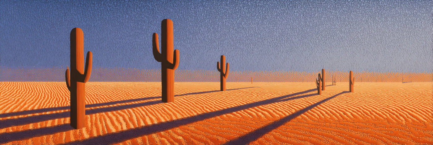 Leinwanddruck mit Wüstenkakteenlandschaft