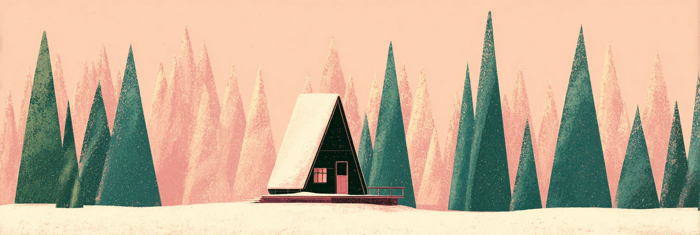 Toile imprimée « Cabane d'hiver en forêt »