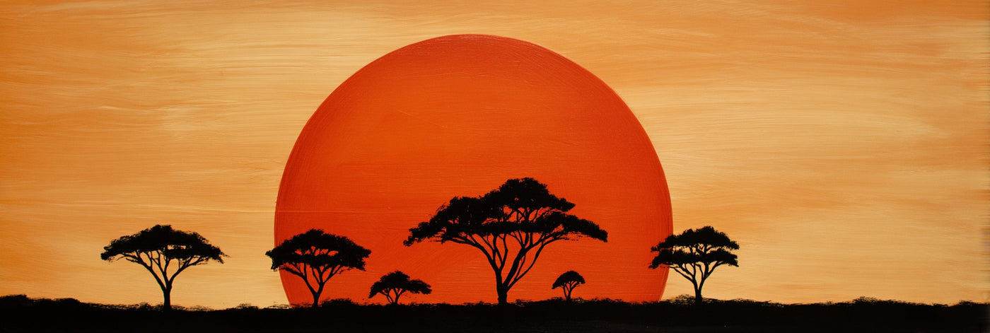 African Sunset Acacia Trees Canvas Print