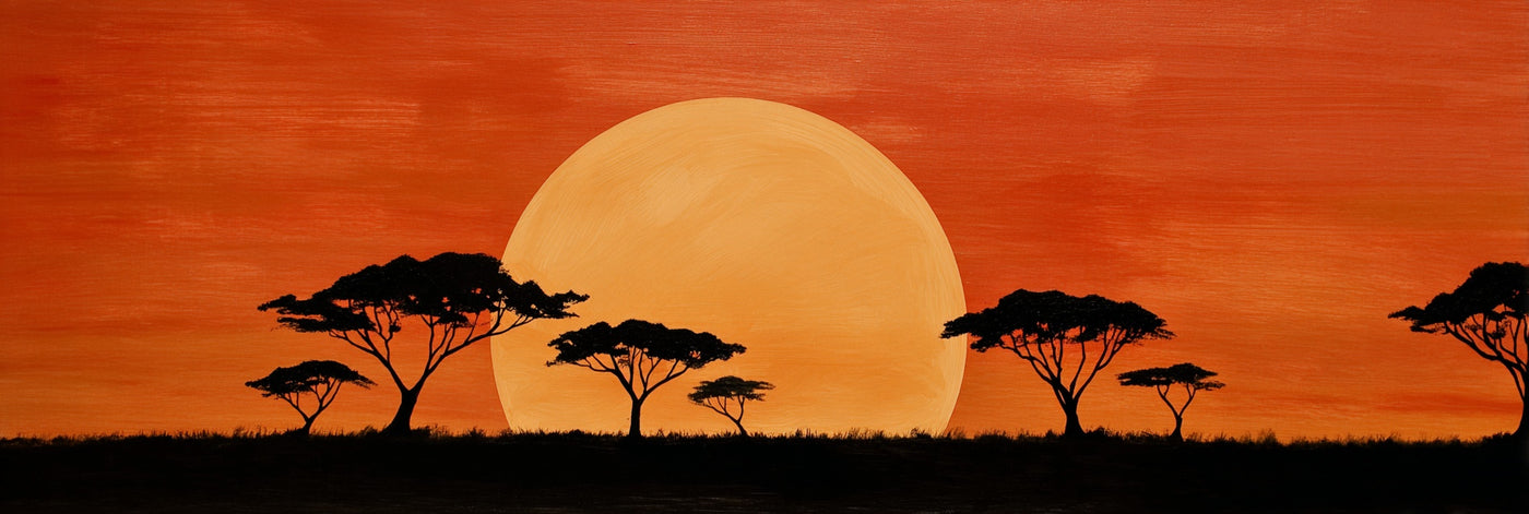 African Sunset Silhouette Canvas Print