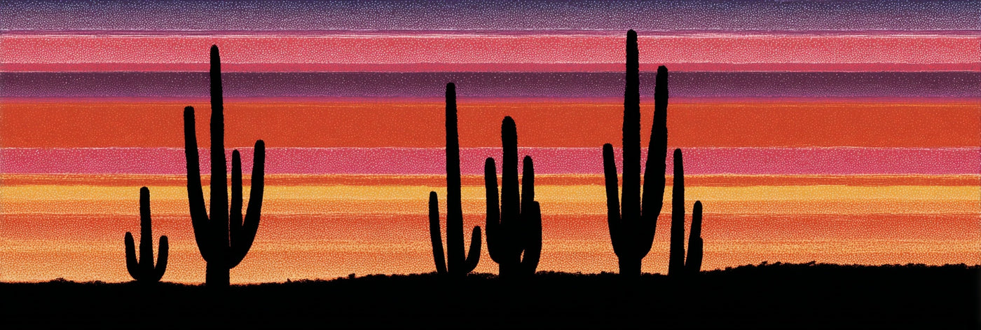 Wüstensonnenuntergang-Silhouette-Leinwanddruck