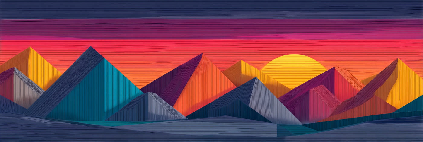 Geometric Sunset Mountains Canvas Print