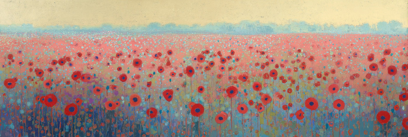 Impression sur toile d'un champ de coquelicots éclatant