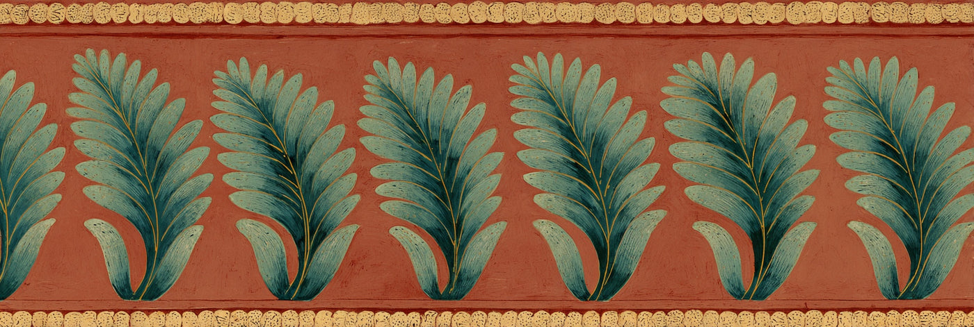 Botanical Border Leaf Motif Canvas Print