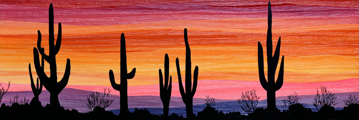 Wüstensonnenuntergang Kaktus Leinwanddruck