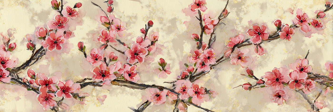 Impression sur toile d'une branche de fleurs roses