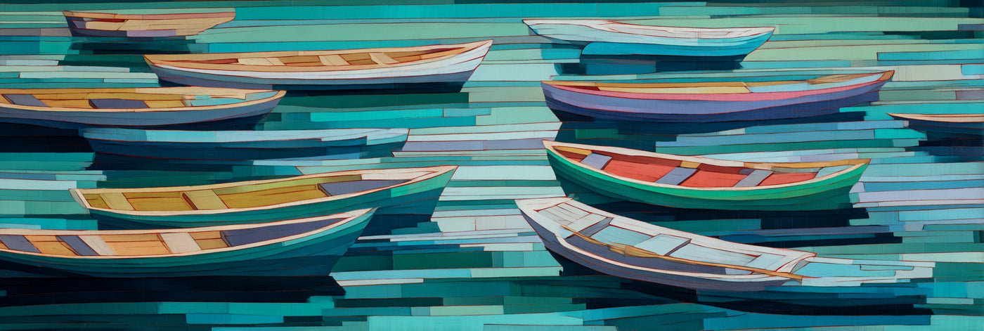 Rowboats Serene Water Canvas Print