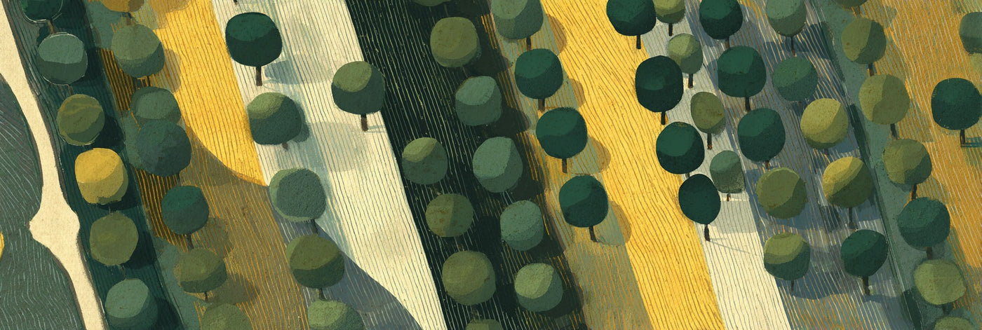 Impression sur toile abstraite de rangées de forêt