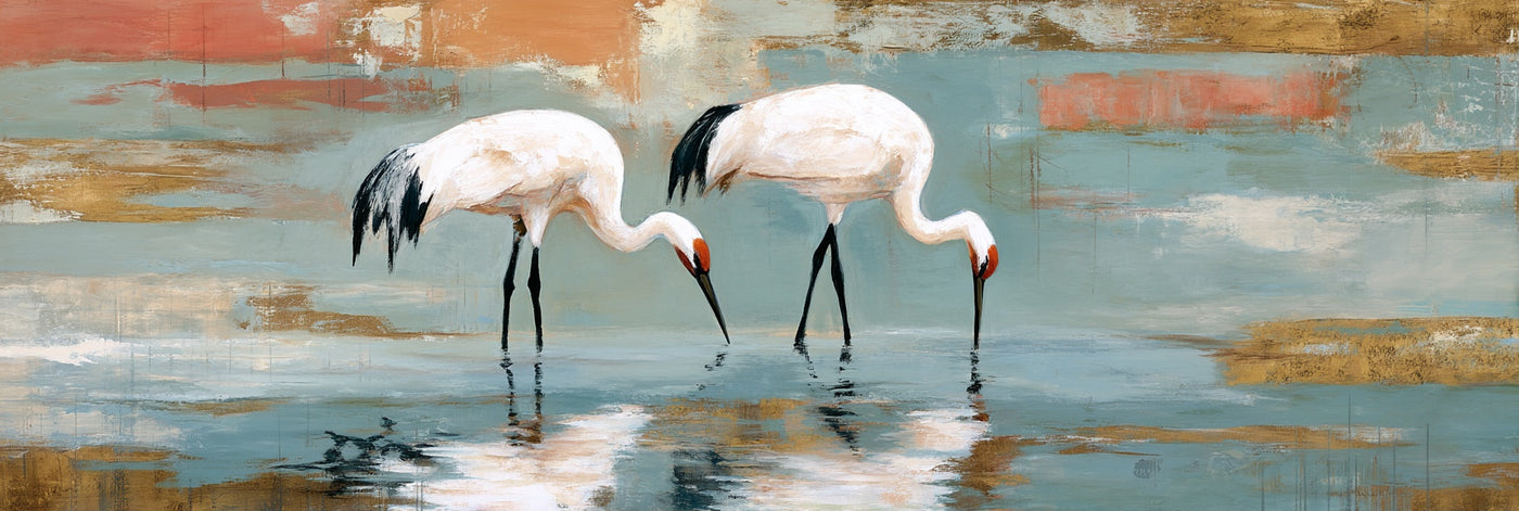 Cranes Abstract Water Canvas Print