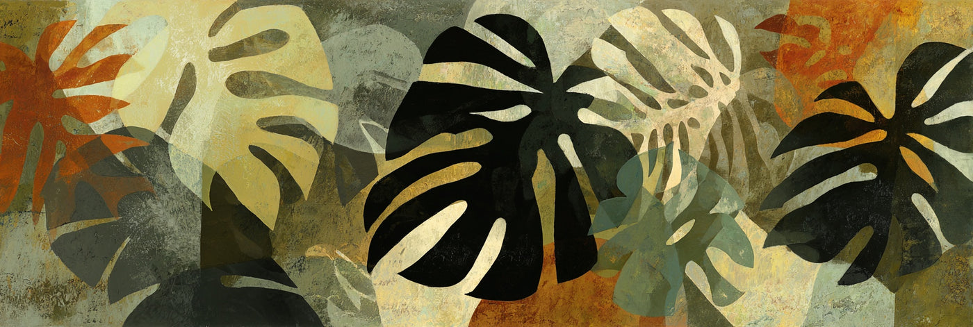 Leinwanddruck mit tropischen Monstera-Blättern
