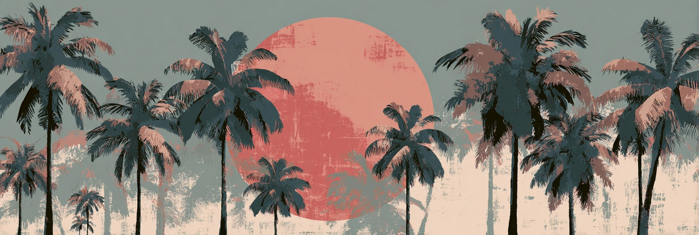 Tropical Sunset Palm Trees Canvas Print