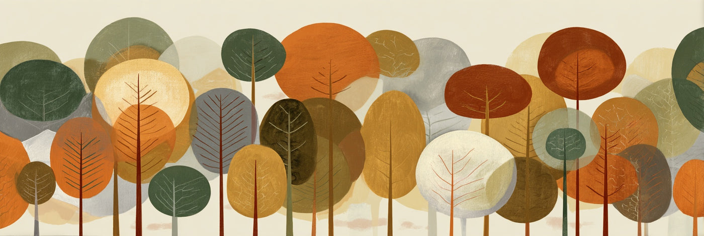 Impression sur toile abstraite d'arbres forestiers