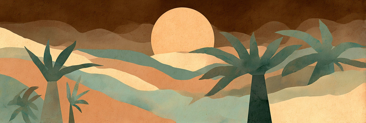 Desert Palm Trees Sunset Canvas Print