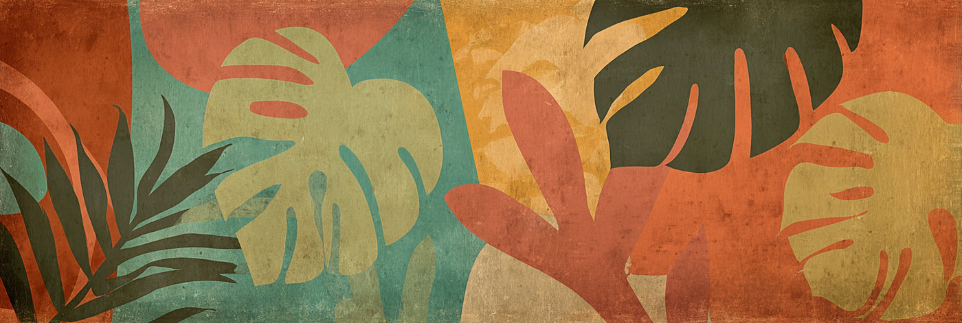 Impression sur toile abstraite de feuilles tropicales