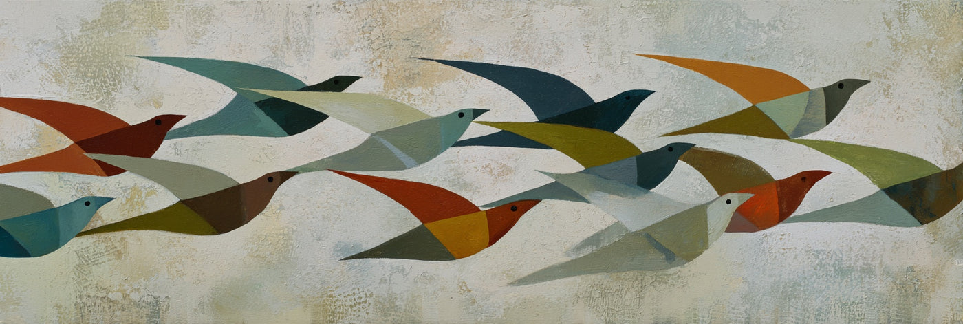 Impression sur toile Oiseaux géométriques en vol