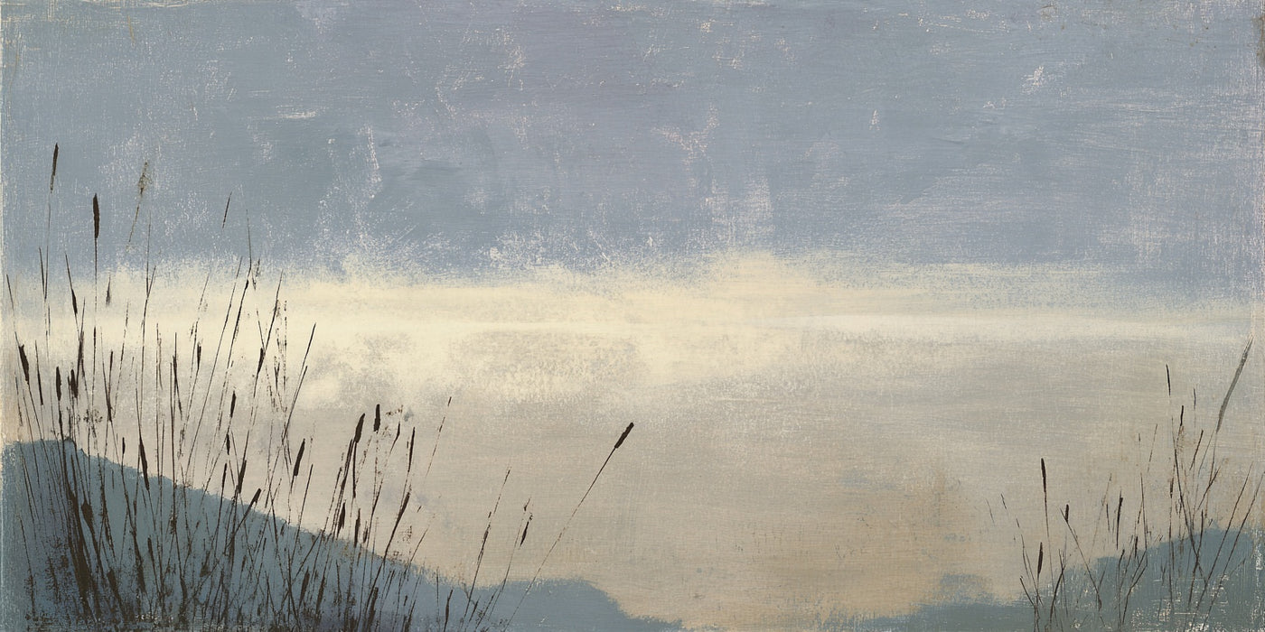 Serene Landscape Reeds Canvas Print