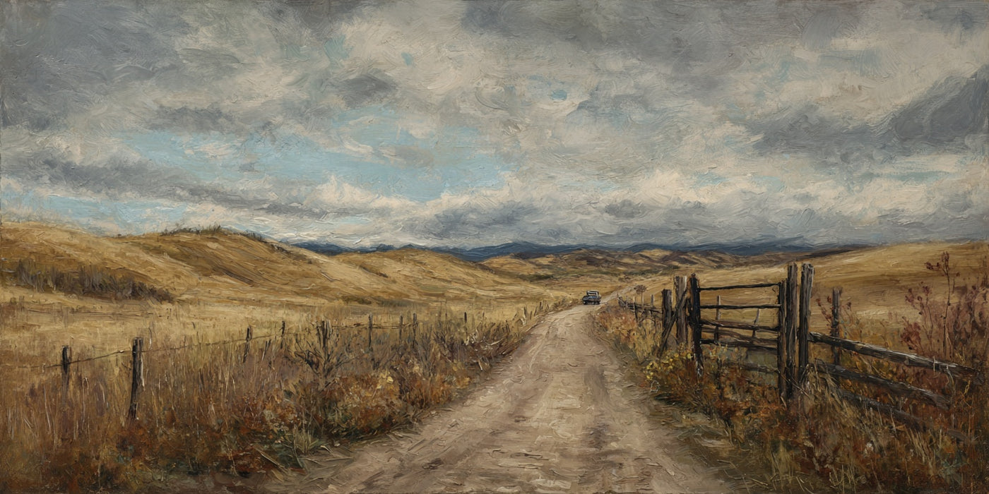 Landschaftsbild mit Landstraße auf Leinwand