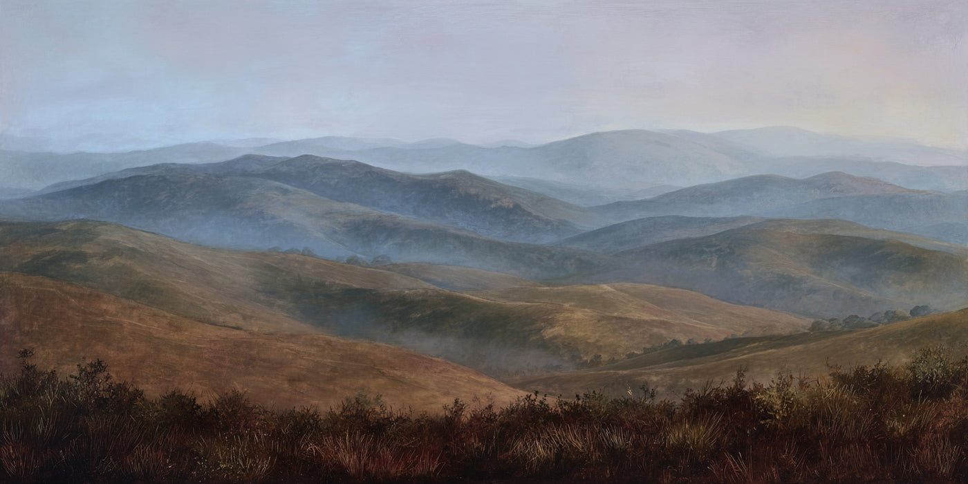 Leinwanddruck „Nebelige Berglandschaft“