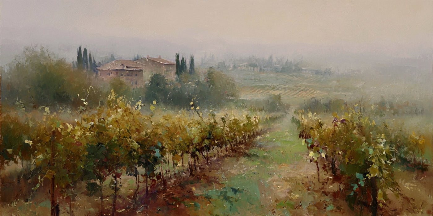 Impression sur toile représentant un paysage de vignoble toscan