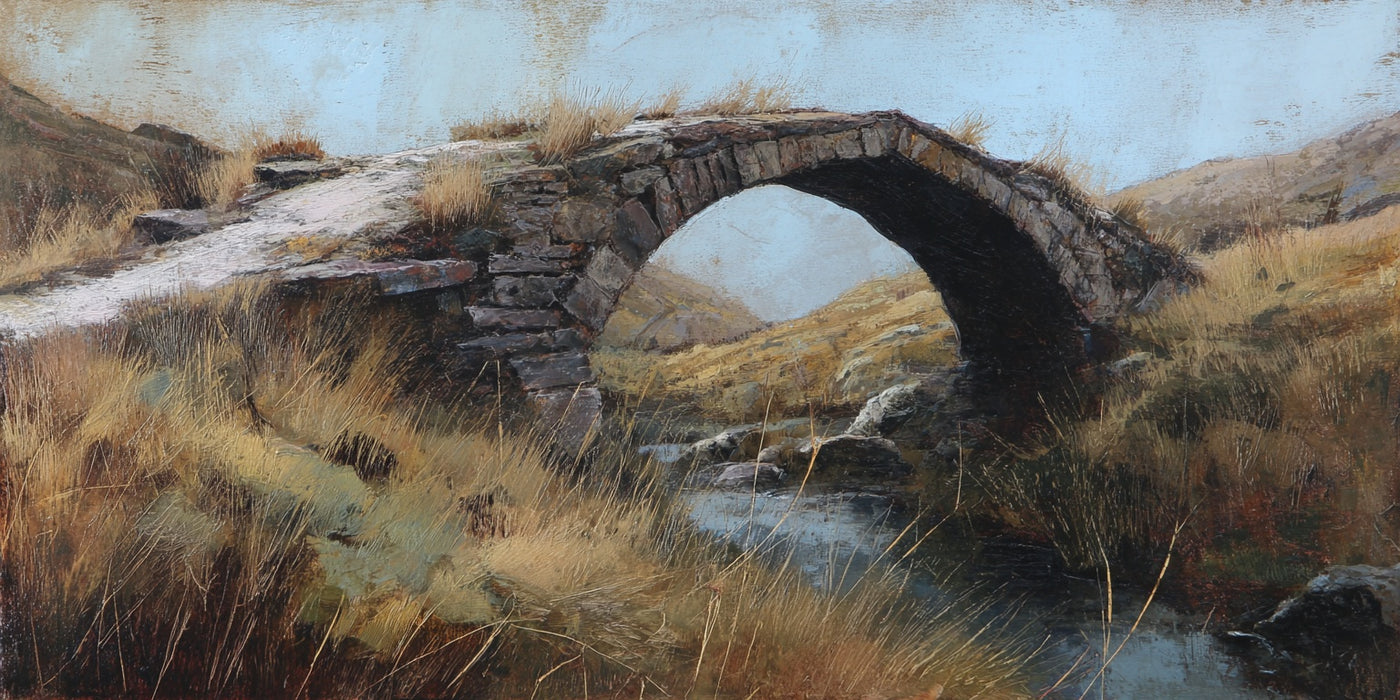 Leinwanddruck „Steinbrücke – Ländliche Landschaft“