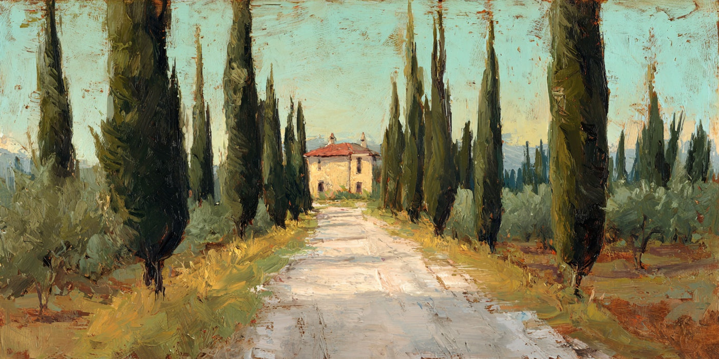 Tuscan Cypress Path Farmhouse Canvas Print