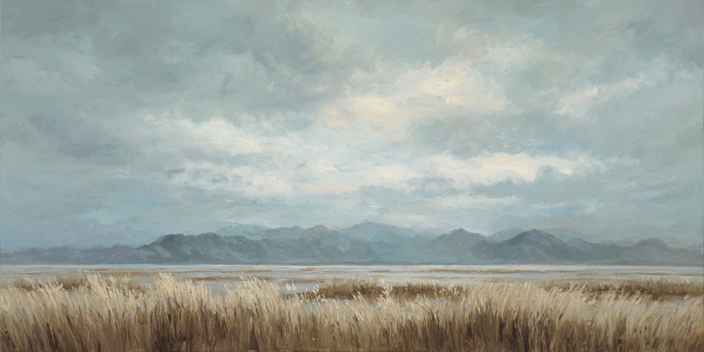 Serene Reeds Mountain Vista Canvas Print