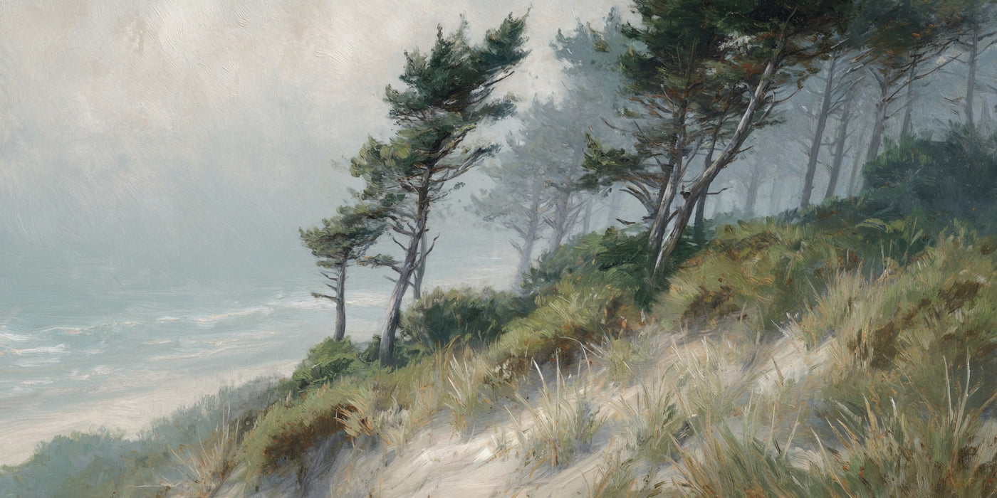 Misty Coastal Pines Canvas Print