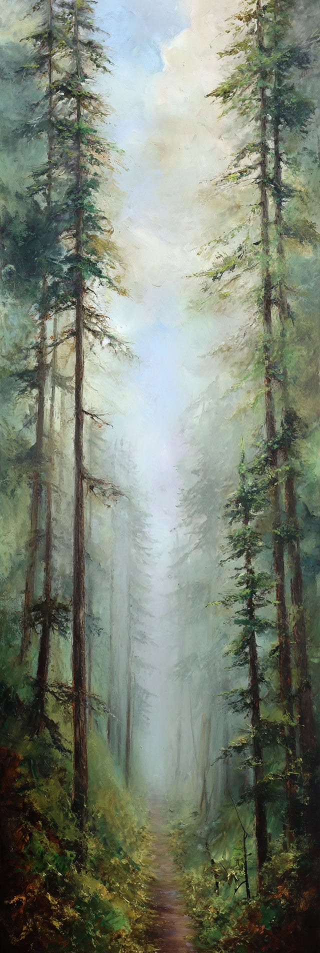 Leinwanddruck „Nebeliger Waldweg“