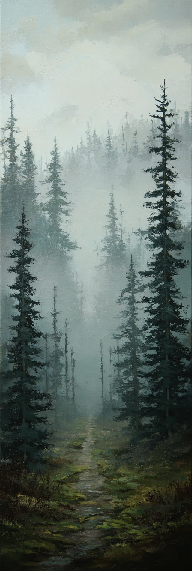 Impression sur toile Chemin forestier brumeux