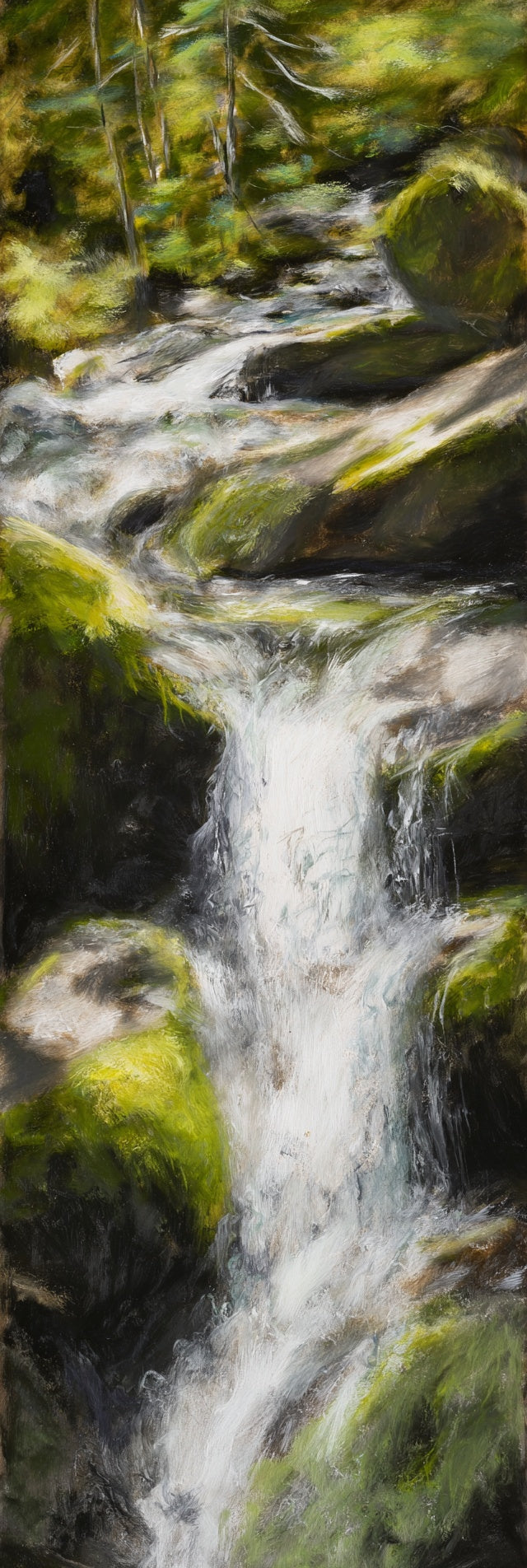 Impression sur toile d'une cascade en forêt