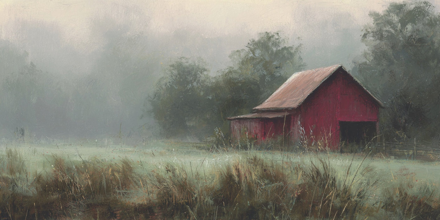 Leinwanddruck „Misty Red Barn“