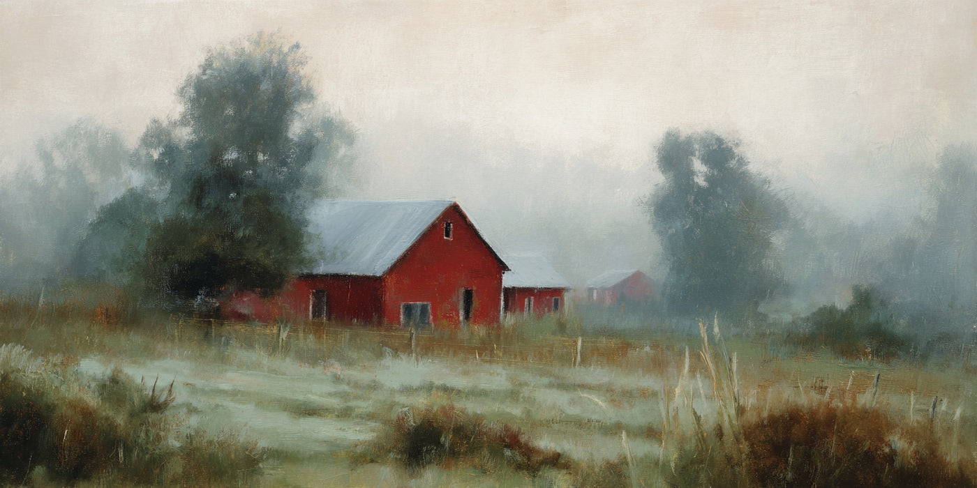 Leinwanddruck „Misty Red Barn“
