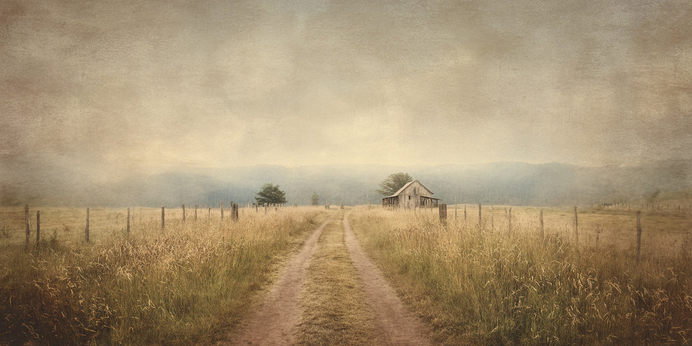 Impression sur toile sur le chemin rural de la grange