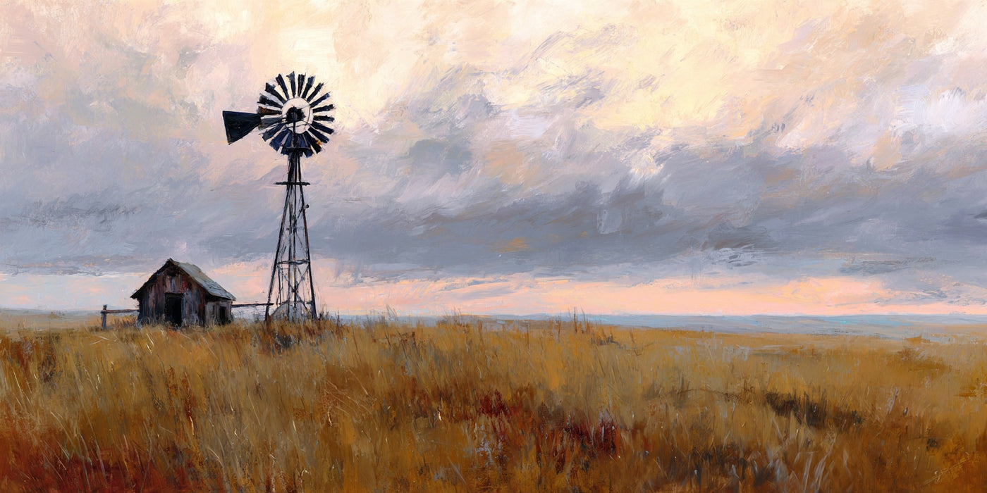 Leinwanddruck „Windmühlenscheune auf dem Land“